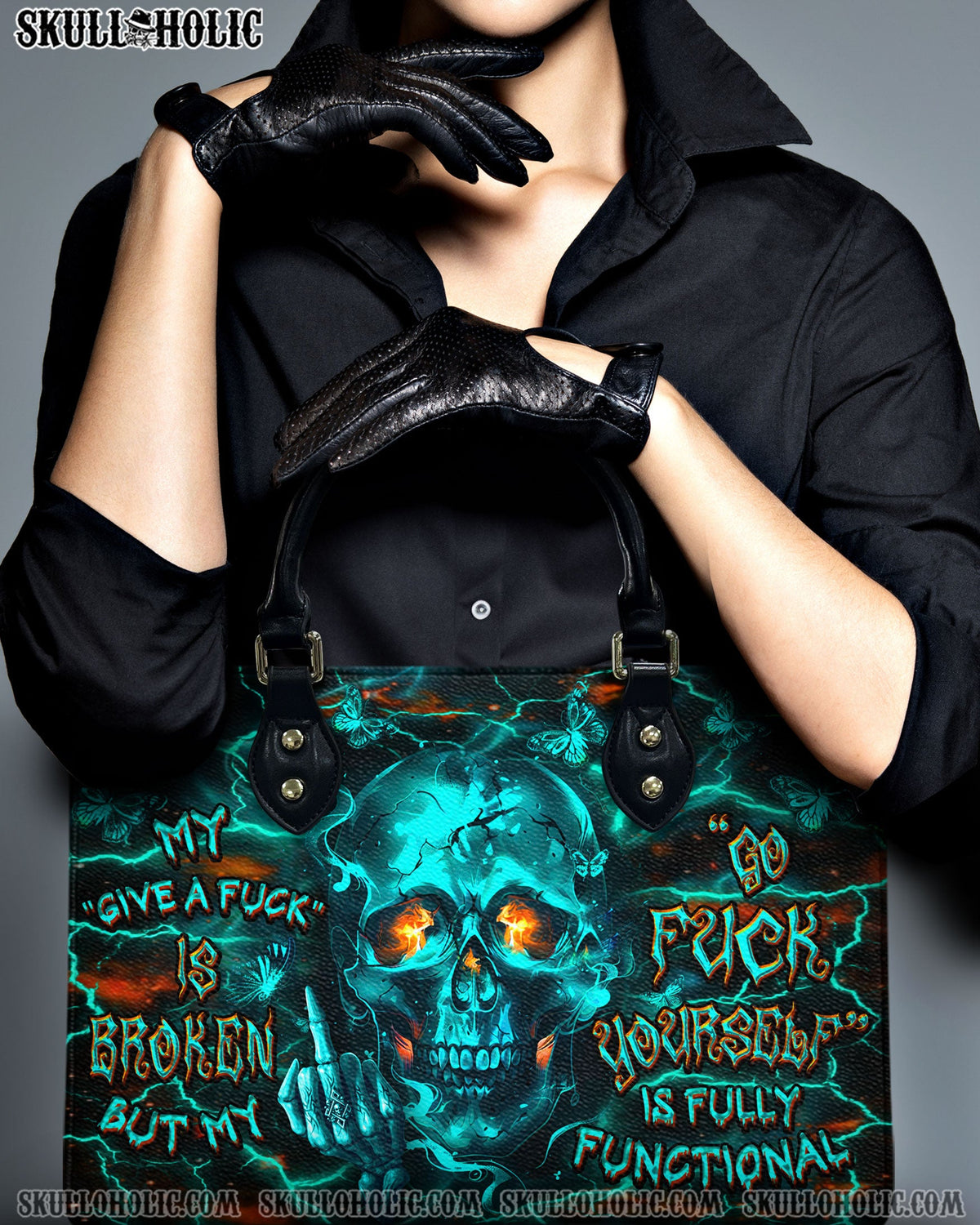 BLISSCORNERS MY GIVE A F IS BROKEN LEATHER HANDBAG