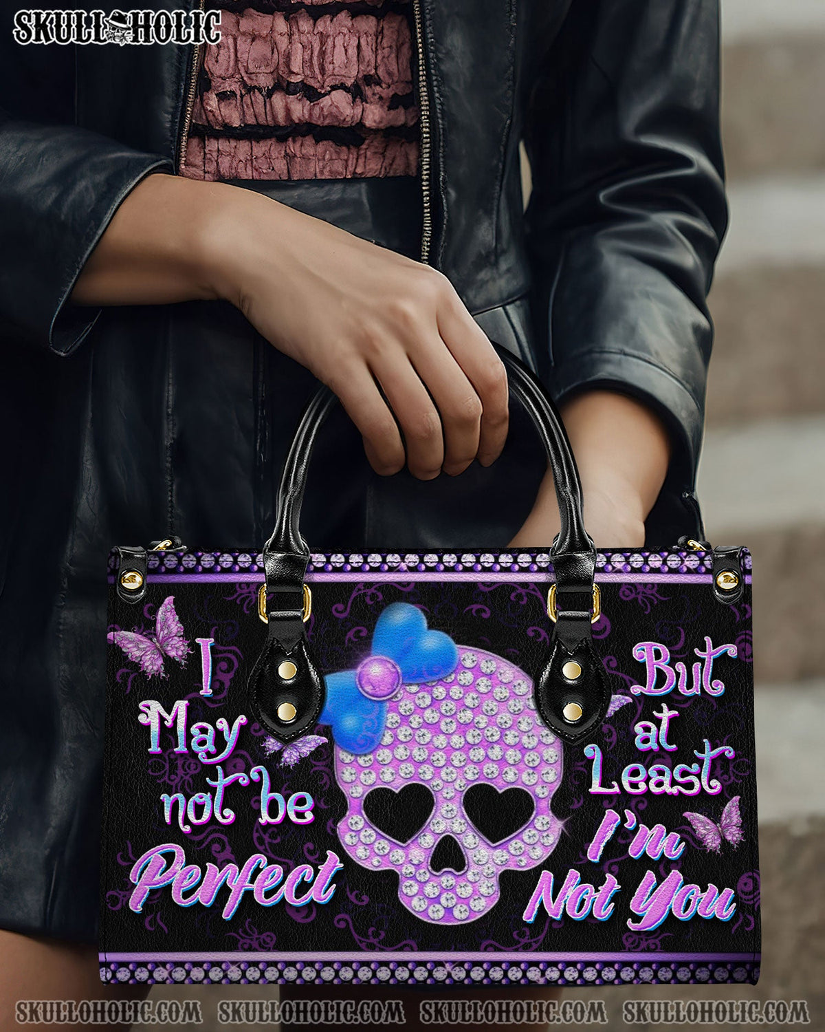 BLISSCORNERS I MAY NOT BE PERFECT LEATHER HANDBAG