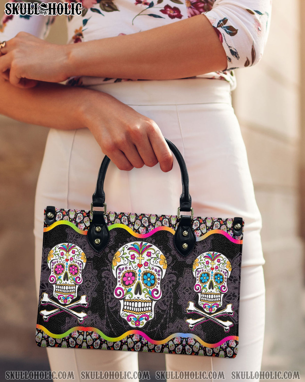 BLISSCORNERS SUGAR SKULL LEATHER HANDBAG