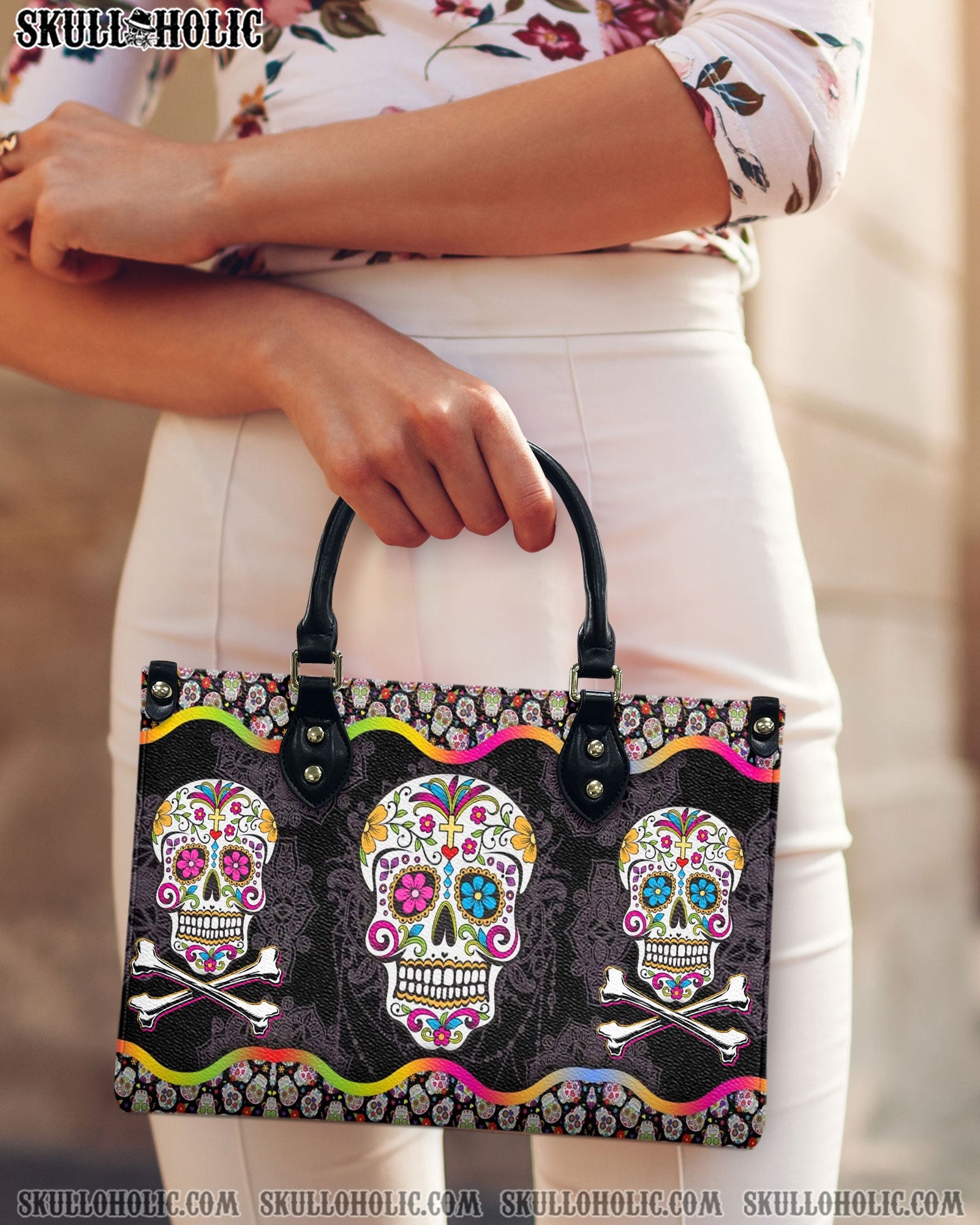BLISSCORNERS SUGAR SKULL LEATHER HANDBAG