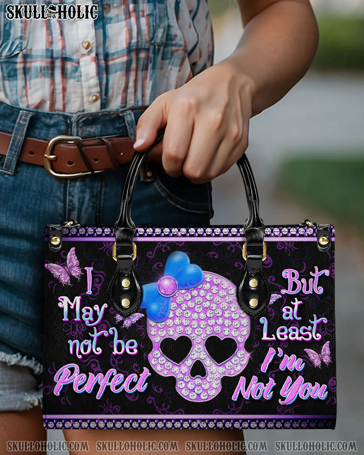 BLISSCORNERS I MAY NOT BE PERFECT LEATHER HANDBAG