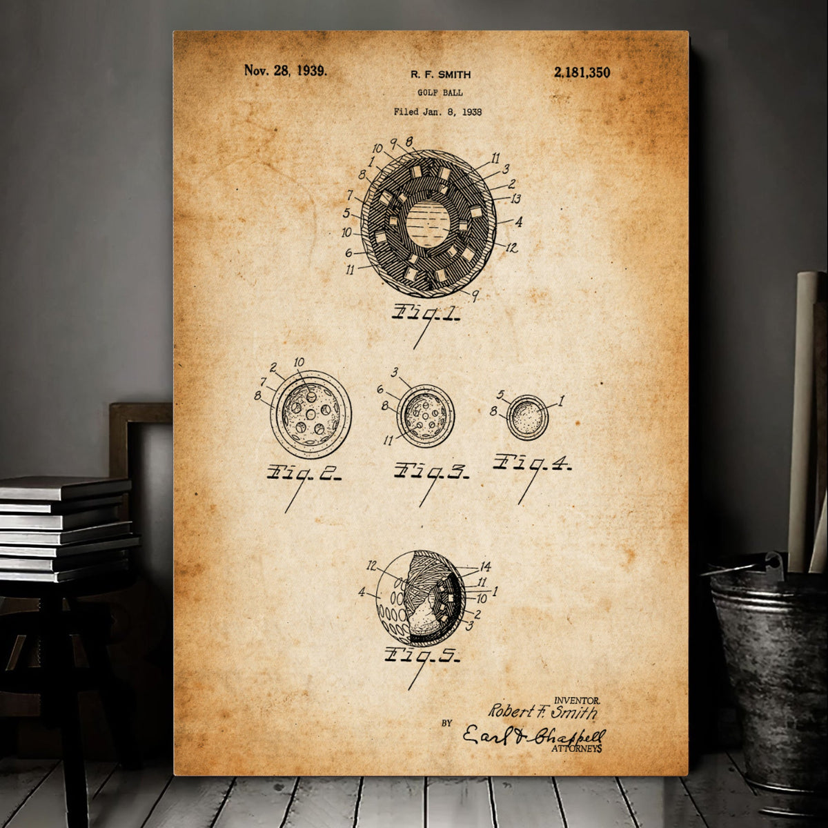 Blisscorners Golf Ball Patent Golf Canvas, Golf Art, Golf Canvas, Gifts For Golf Lovers LM2611