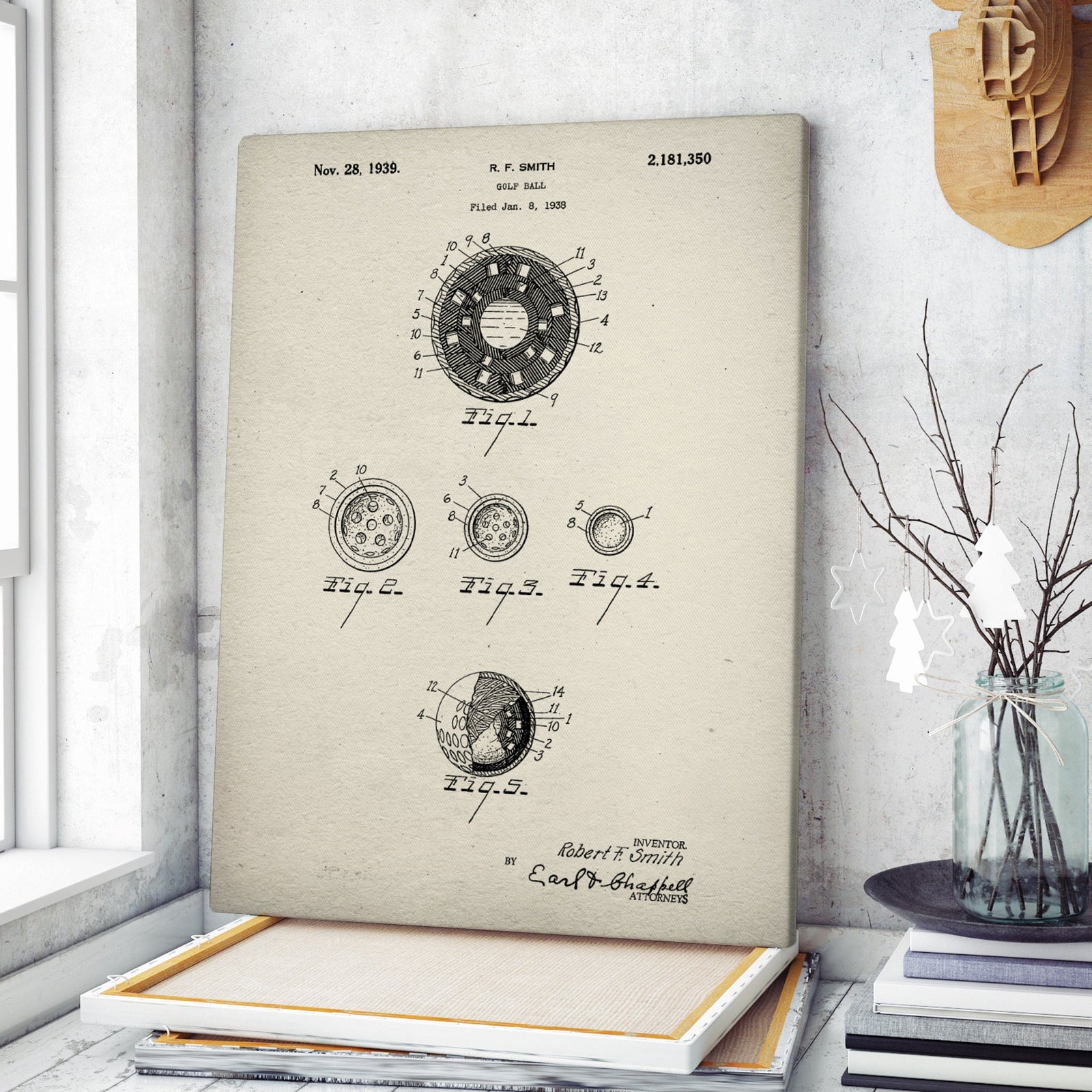 Blisscorners Golf Ball Patent Golf Canvas, Golf Art, Golf Canvas, Gifts For Golf Lovers LM2611