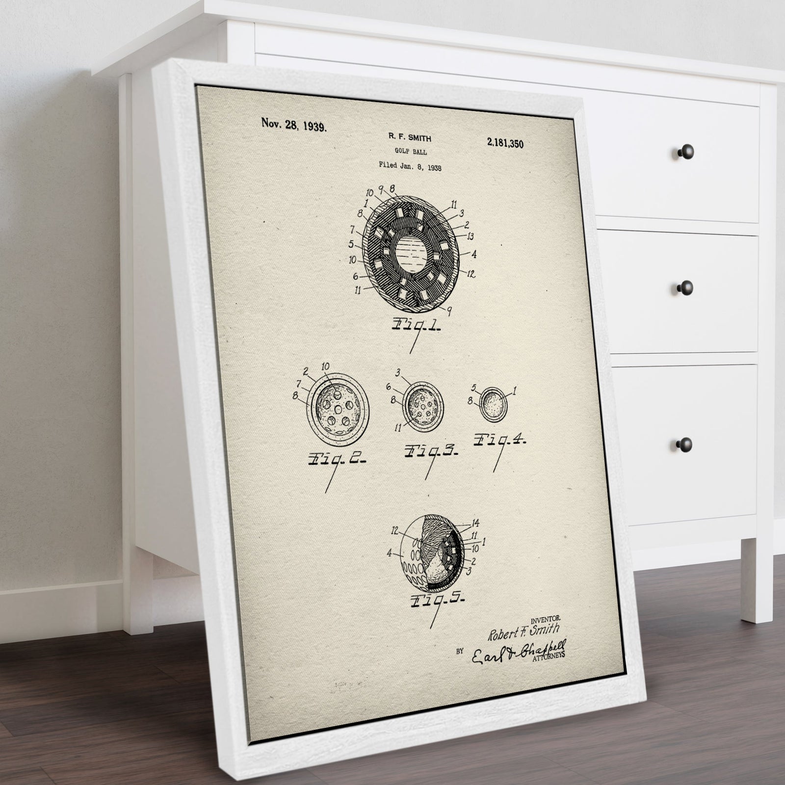 Blisscorners Golf Ball Patent Golf Canvas, Golf Art, Golf Canvas, Gifts For Golf Lovers LM2611