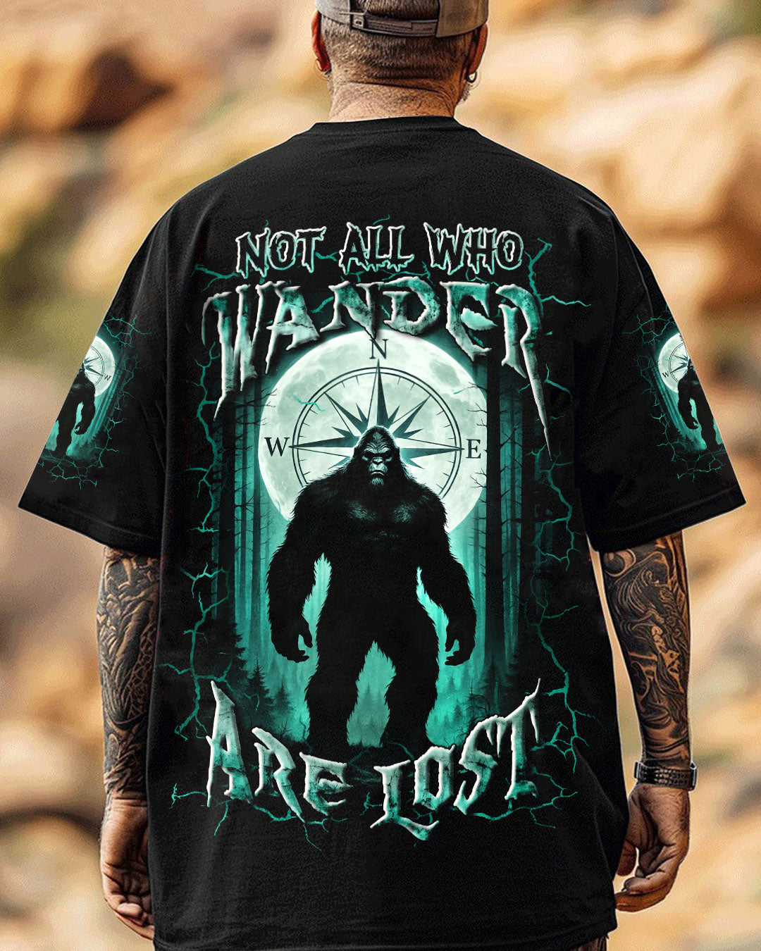 BLISSCORNERS NOT ALL WHO WANDER ARE LOST BIGFOOT ALL OVER PRINT