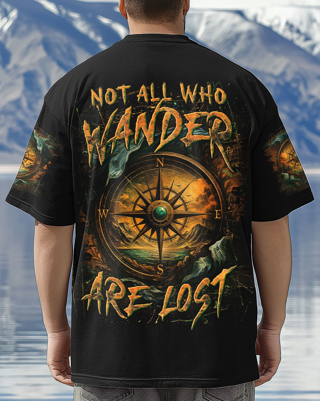 BLISSCORNERS NOT ALL WHO WANDER ARE LOST COMPASS ALL OVER PRINT