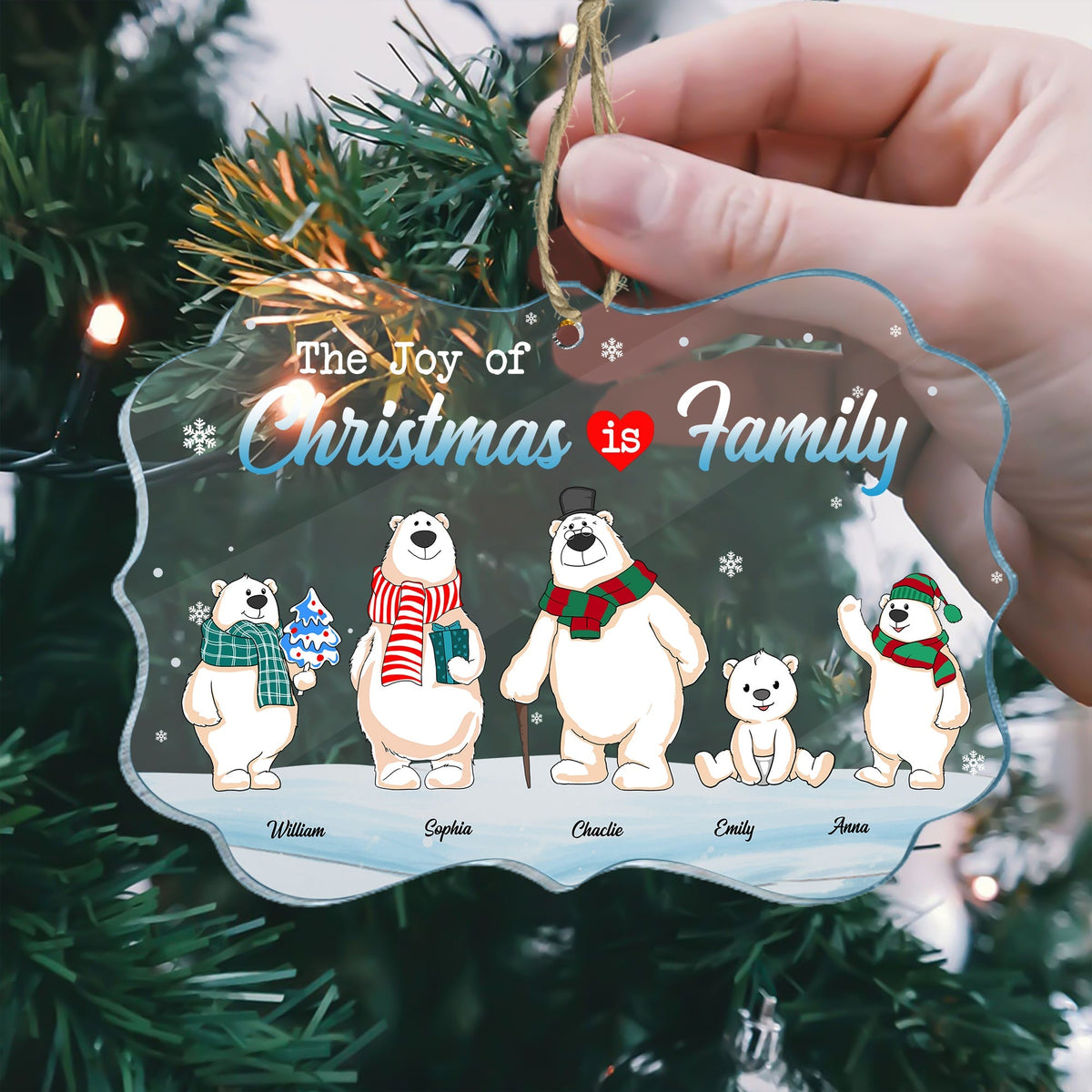 Blisscorners The Joy Of Christmas Is Family - Custom Appearances And Names Christmas Gift - Personalized Acrylic Ornament2D Flat LM2111