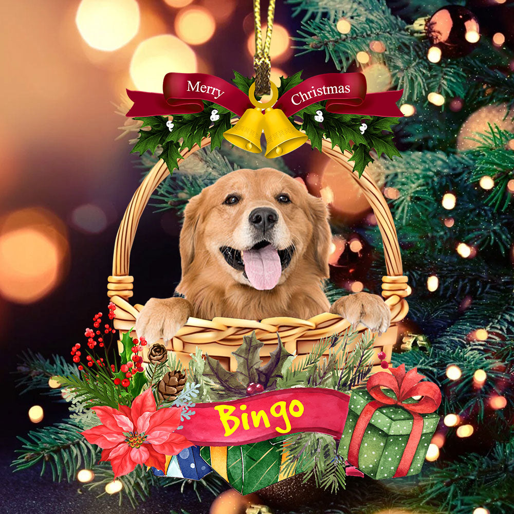 Blisscorners Merry Christmas Cute Pet Photo  - Custom Photo And Name, Personalized Acrylic Ornament - Gift For Pet Lover2D Flat LM2111