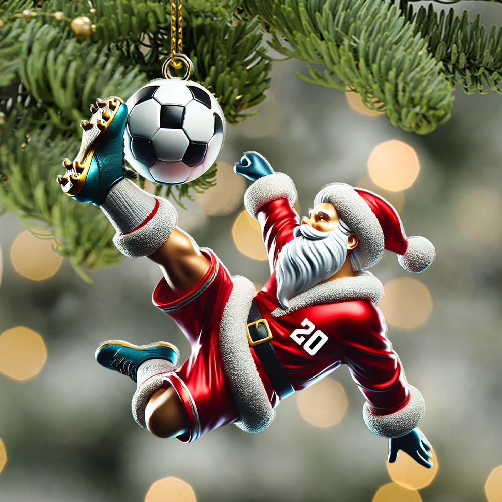 Blisscorners Custom Number Soccer Santa Ornament, Soccer Christmas Gifts2D Flat LM2211