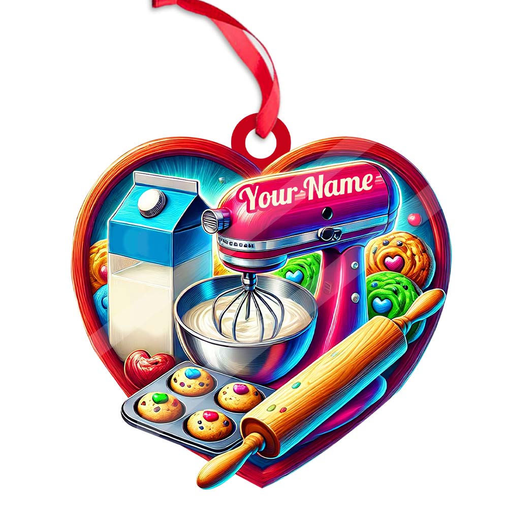 Blisscorners Custom Name Ornament, Baker Heart2D Flat LM2211