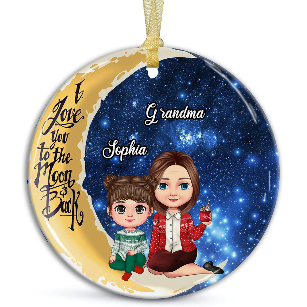 Blisscorners Personalized Ceramic Ornament - Personalized Christmas Keepsake - Kid & Grandma's Love Eternalized, Family Gift2D Flat LM2111