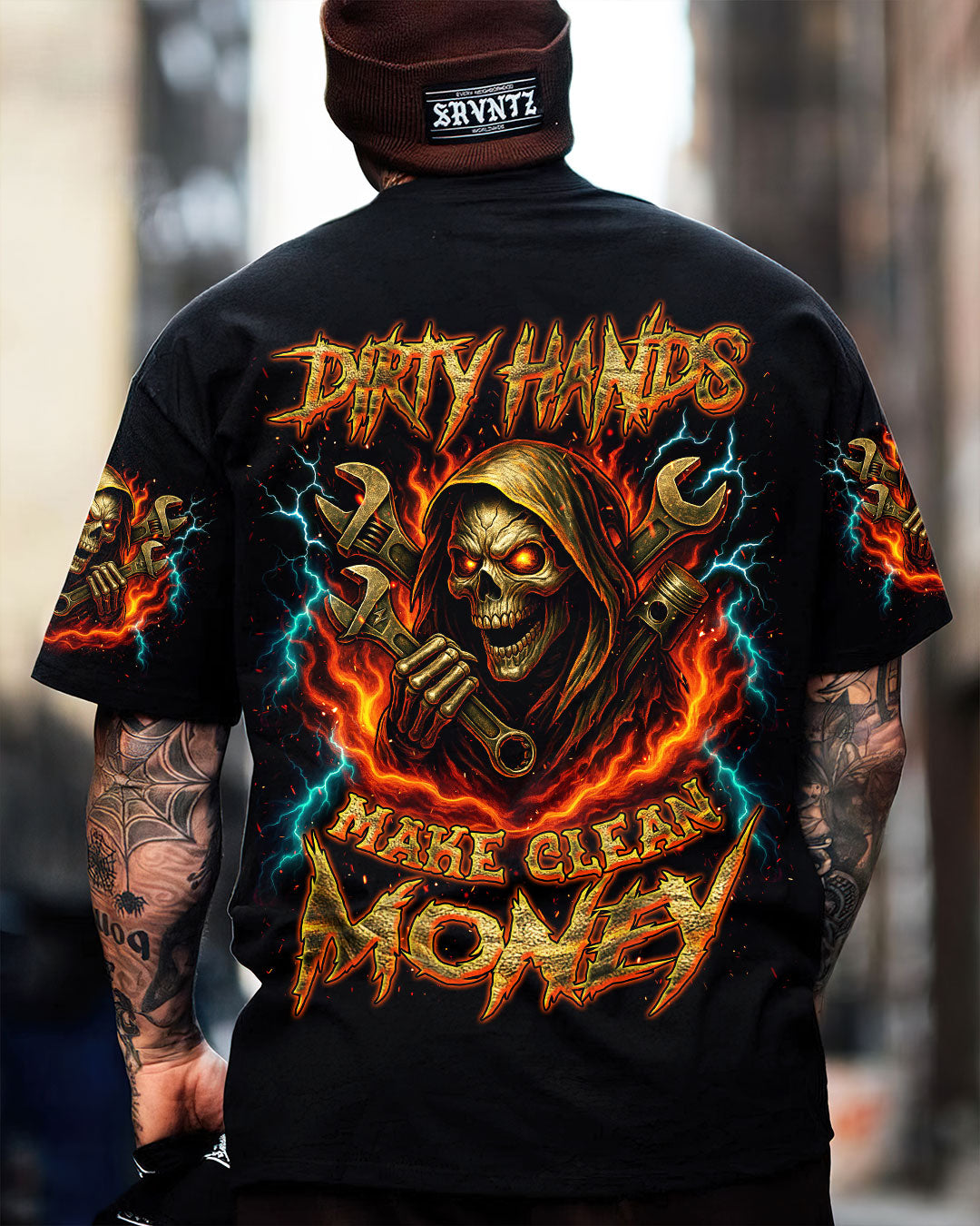 BLISSCORNERS WALK AWAY I AM A GRUMPY OLD MECHANIC SKULL ALL OVER PRINT