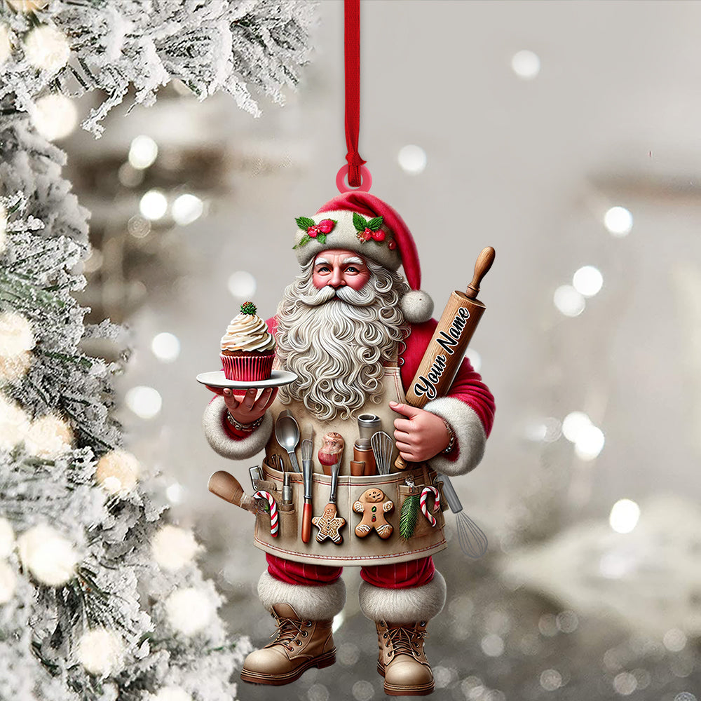 Blisscorners Christmas Baker Santa Ornament, Personalized Ornament2D Flat LM2211