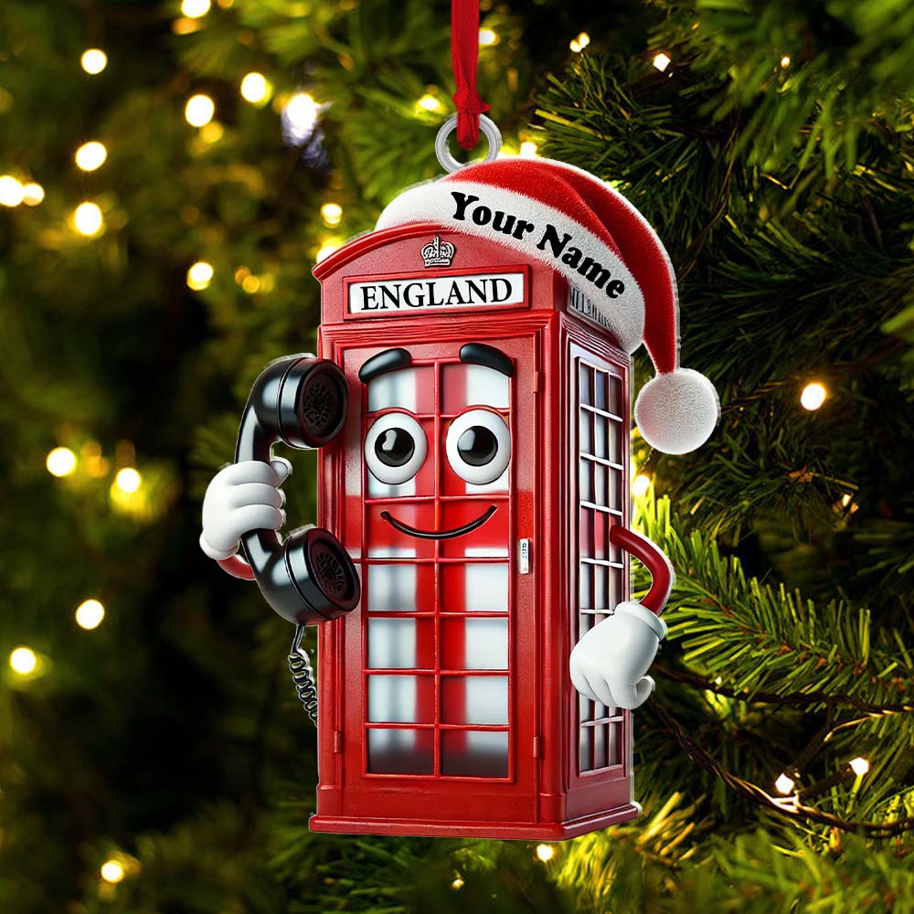 Blisscorners England Red Telephone Box Christmas Ornament, Personalized Ornament2D Flat LM2211