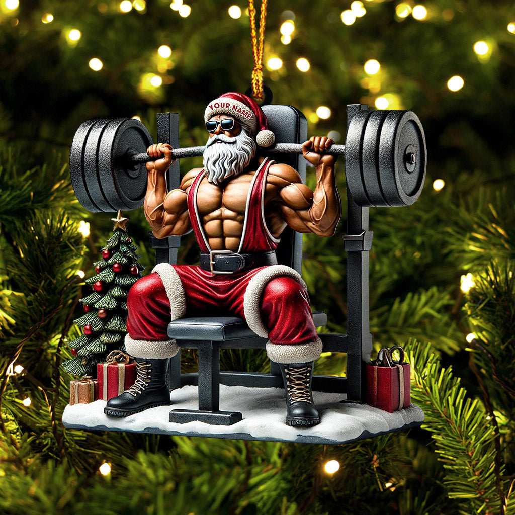 Blisscorners Santa Muscle Weightlifting Christmas Ornament, Personalized Ornament2D Flat LM2211