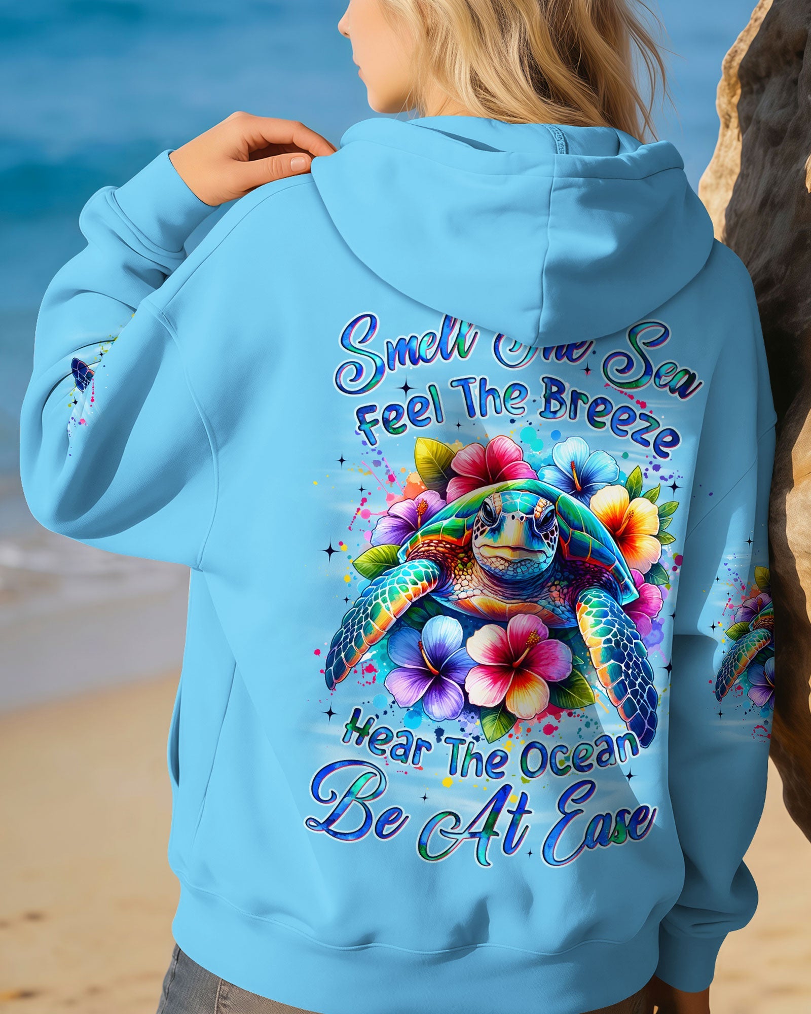 BLISSCORNERS SMELL THE SEA FEEL THE BREEZE TURTLE ALL OVER PRINT