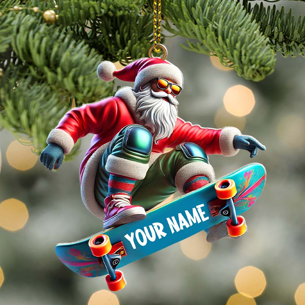 Blisscorners Skateboarding Santa Christmas Ornament, Personalized Ornament2D Flat LM2211