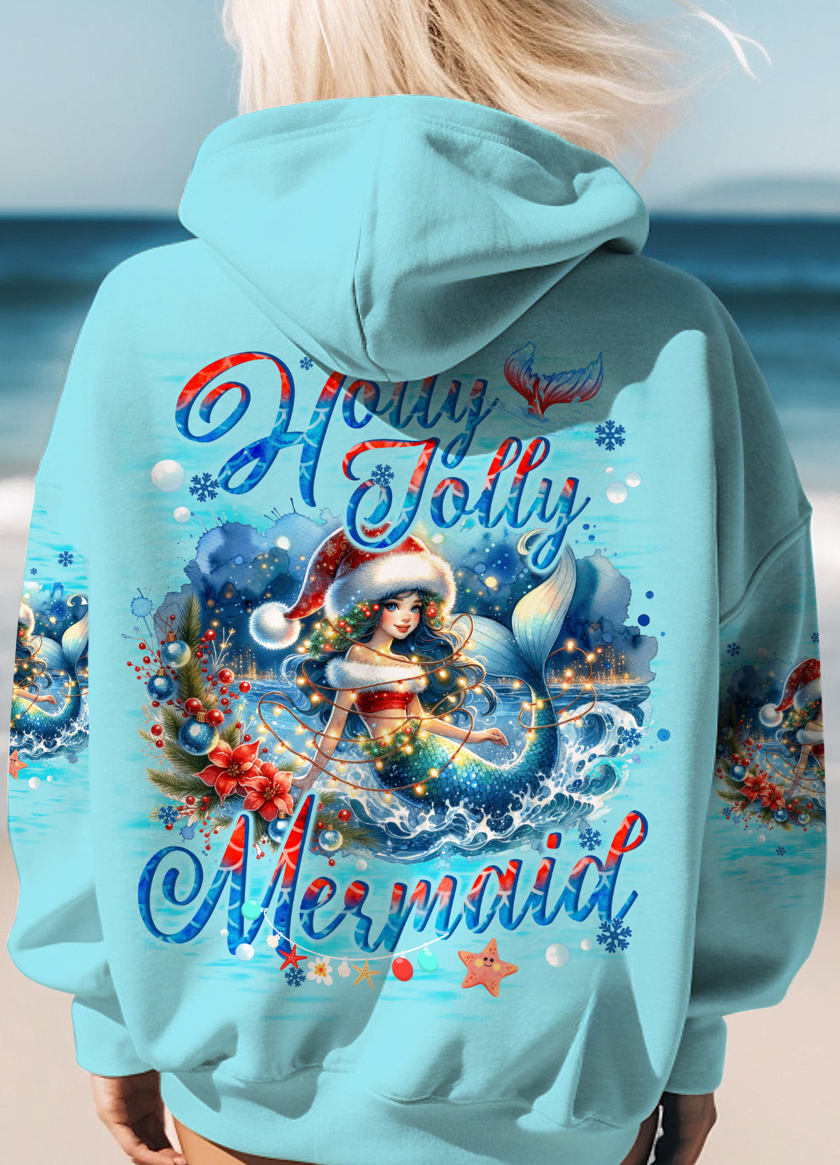 BLISSCORNERS HOLLY JOLLY MERMAID CHRISTMAS ALL OVER PRINT