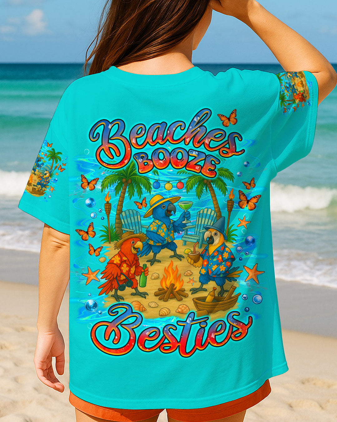 BLISSCORNERS BEACHES BOOZE BESTIES PARROT ALL OVER PRINT