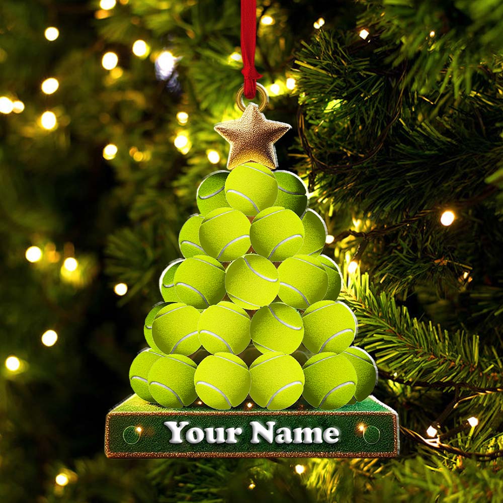 Blisscorners Tennis Ball Tree Christmas Ornament, Personalized Ornament42D Flat LM2211