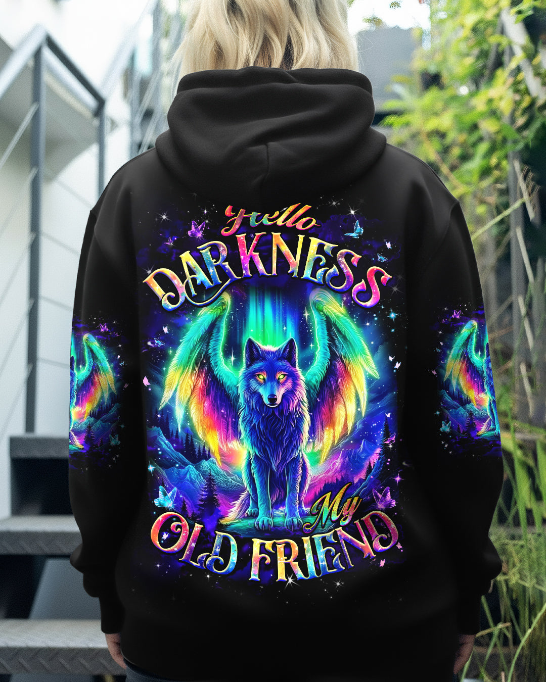 BLISSCORNERS HELLO DARKNESS MY OLD FRIEND WOLF ALL OVER PRINT