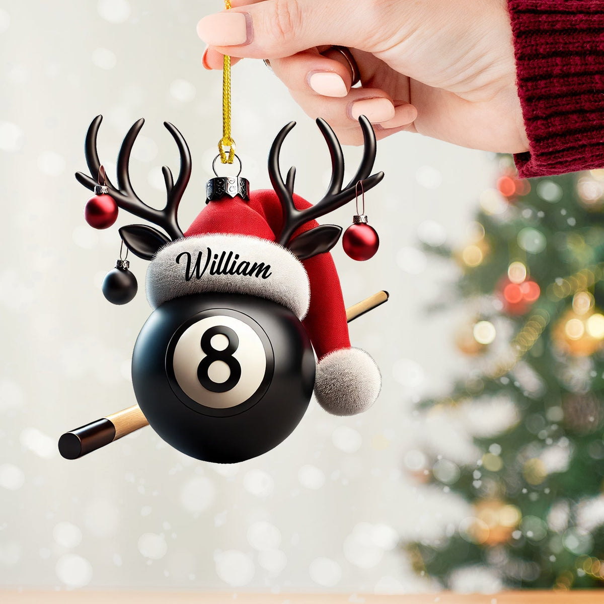 Blisscorners Billiard Ball Christmas Ornament, Personalized Ornament2D Flat LM2211