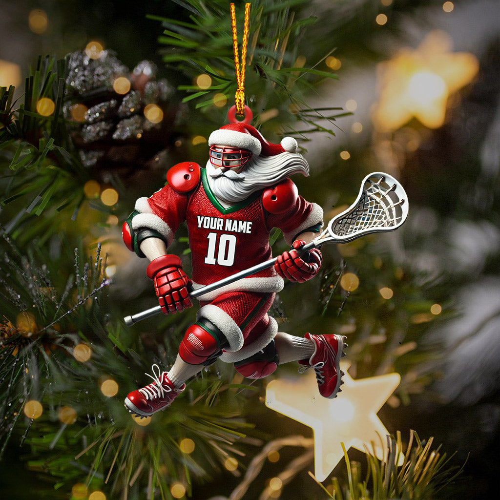 Blisscorners Santa Lacrosse Christmas Ornament, Personalized Ornament2D Flat LM2211
