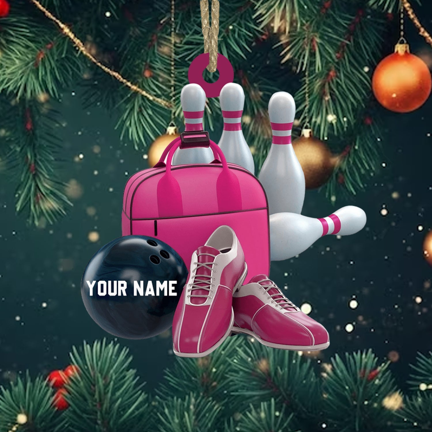 Blisscorners Bowling Set Christmas Ornament, Personalized Ornament2D Flat LM2211