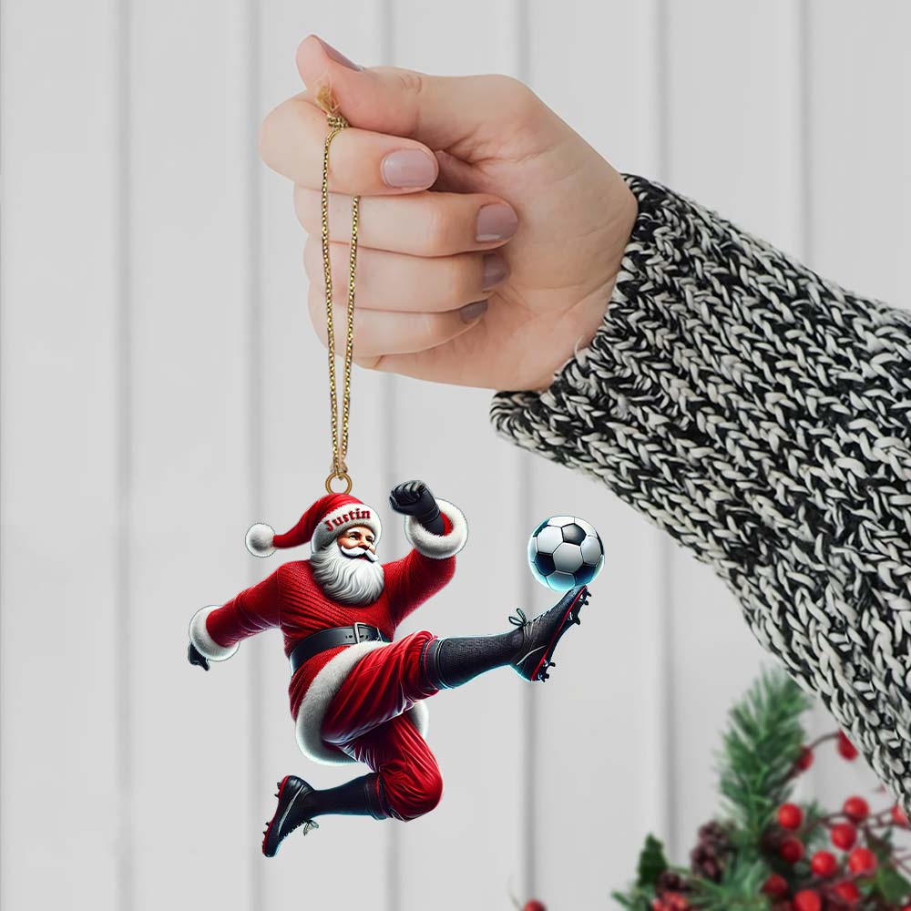 Blisscorners Custom Name Football Santa Ornament, Christmas Gift2D Flat LM2211