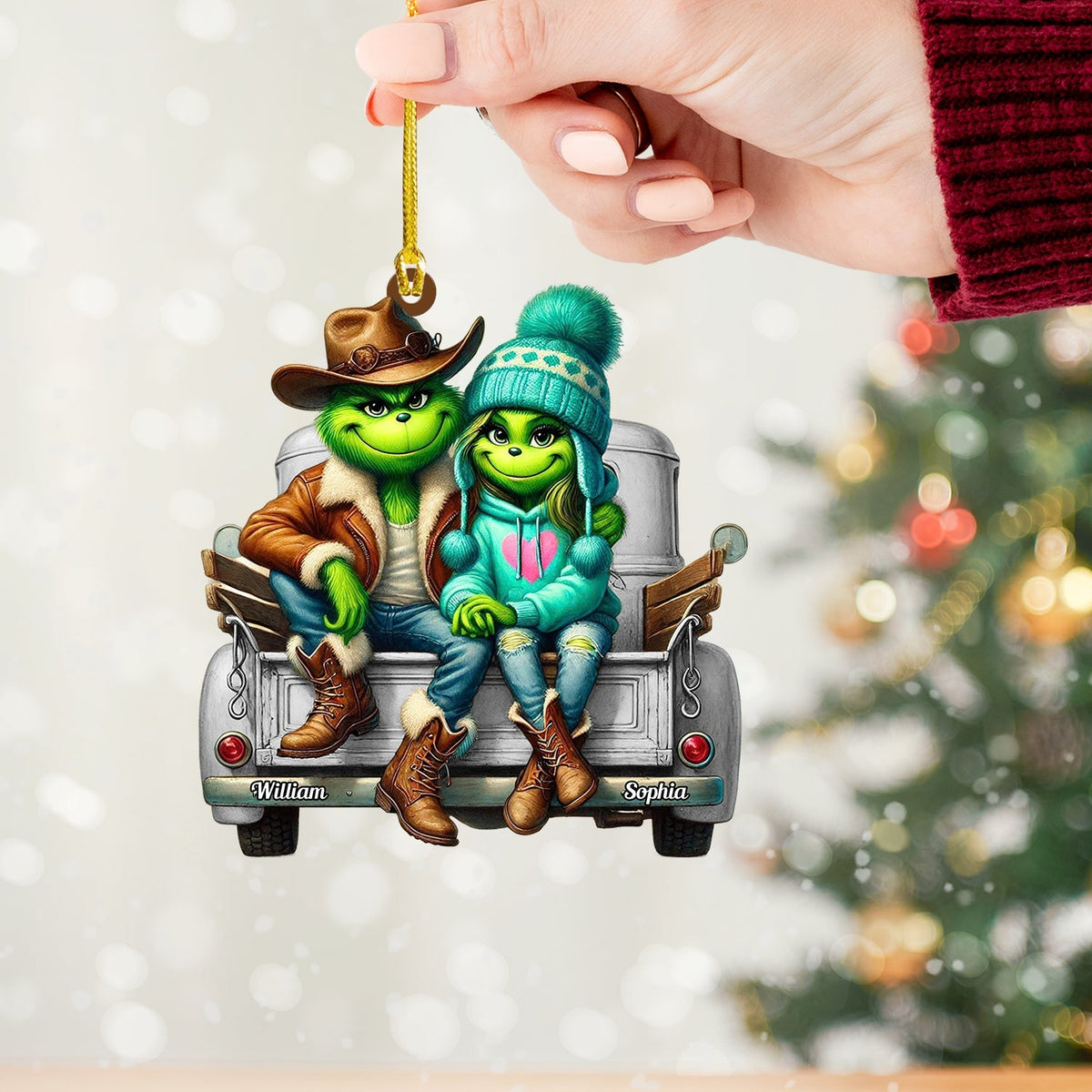 Blisscorners ELF Couple On Car Home Decor Christmas Ornament, Personalized Ornament2D Flat LM2211