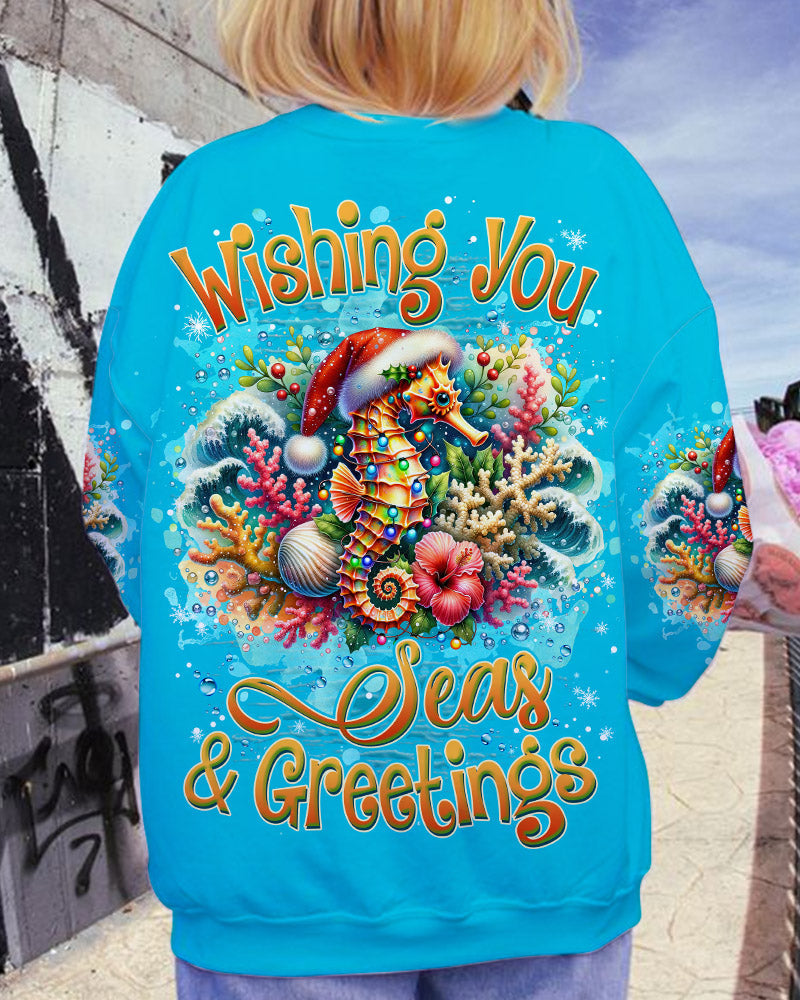 BLISSCORNERS SEAS AND GREETINGS SEAHORSE CHRISTMAS ALL OVER PRINT
