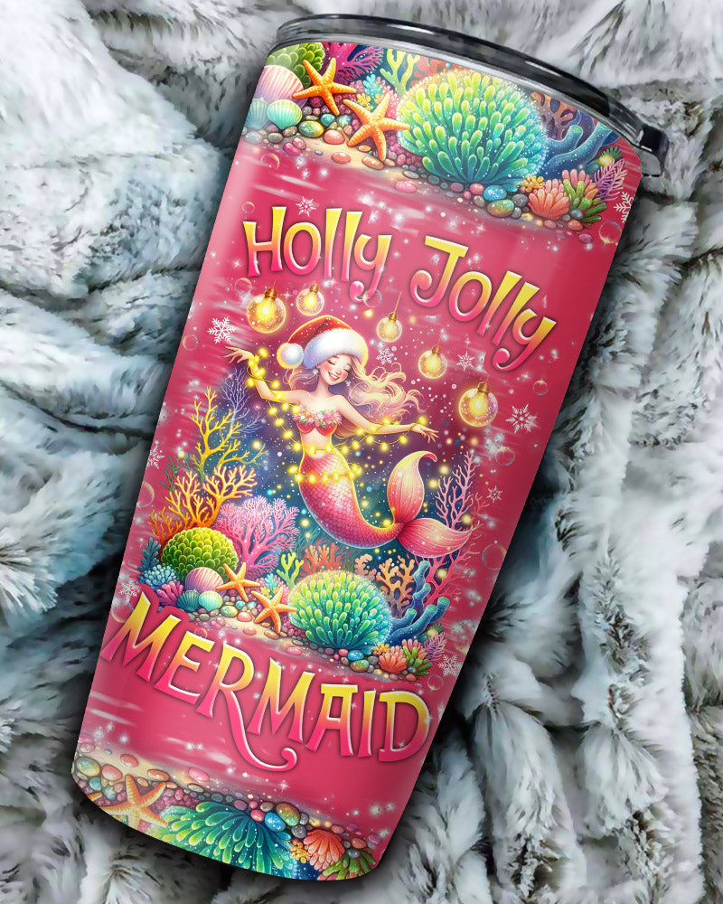 BLISSCORNERS HOLLY JOLLY MERMAID CHRISTMAS TUMBLER