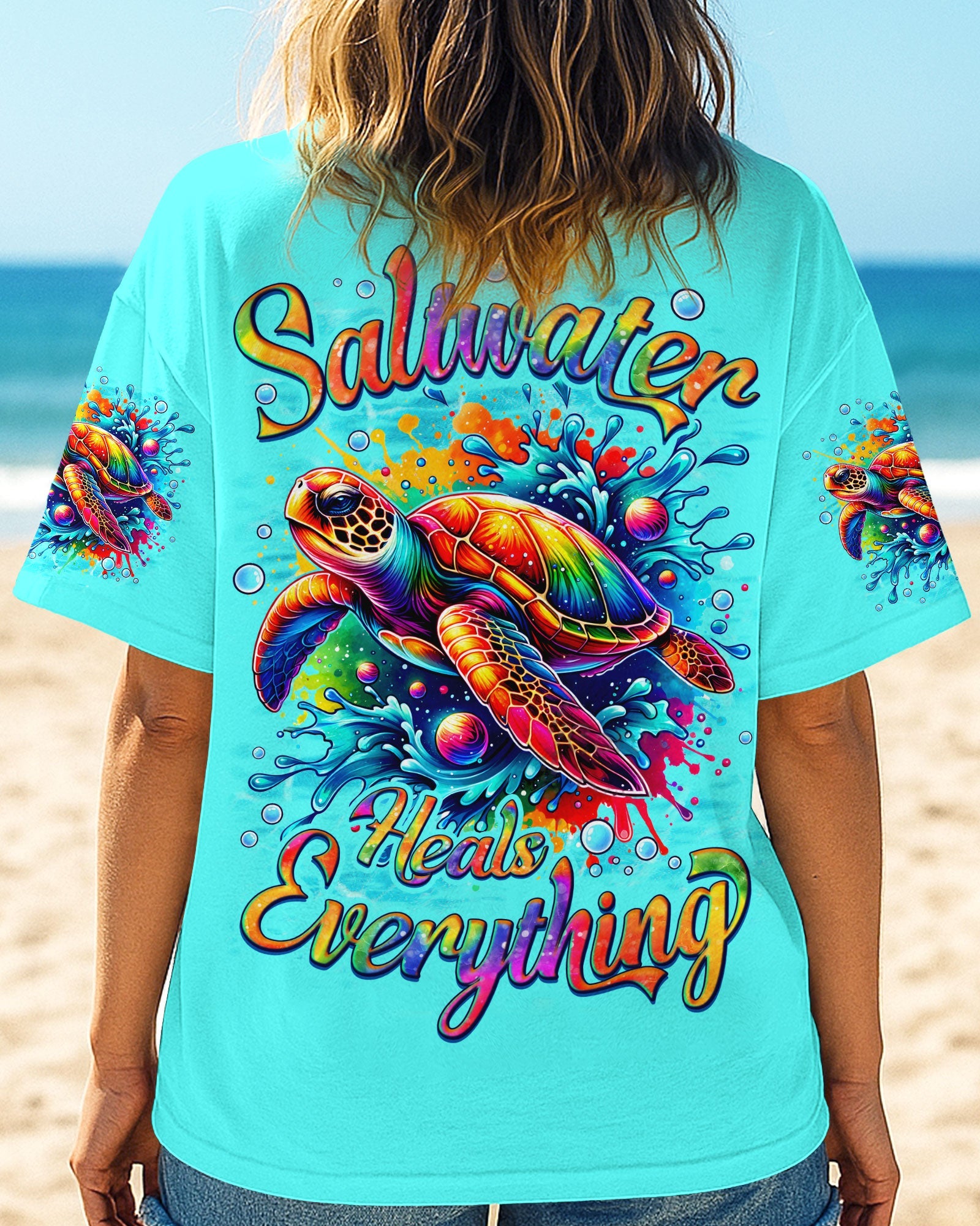 BLISSCORNERS SALTWATER HEALS EVERYTHING TURTLE ALL OVER PRINT