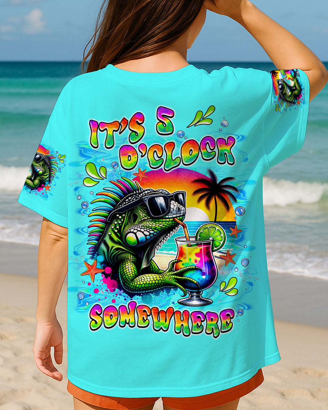 BLISSCORNERS IT'S 5 O'CLOCK SOMEWHERE IGUANA ALL OVER PRINT