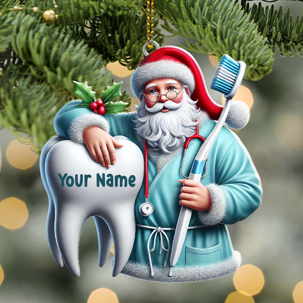 Blisscorners Santa Dentist Ornament, Personalized Ornament2D Flat LM2211