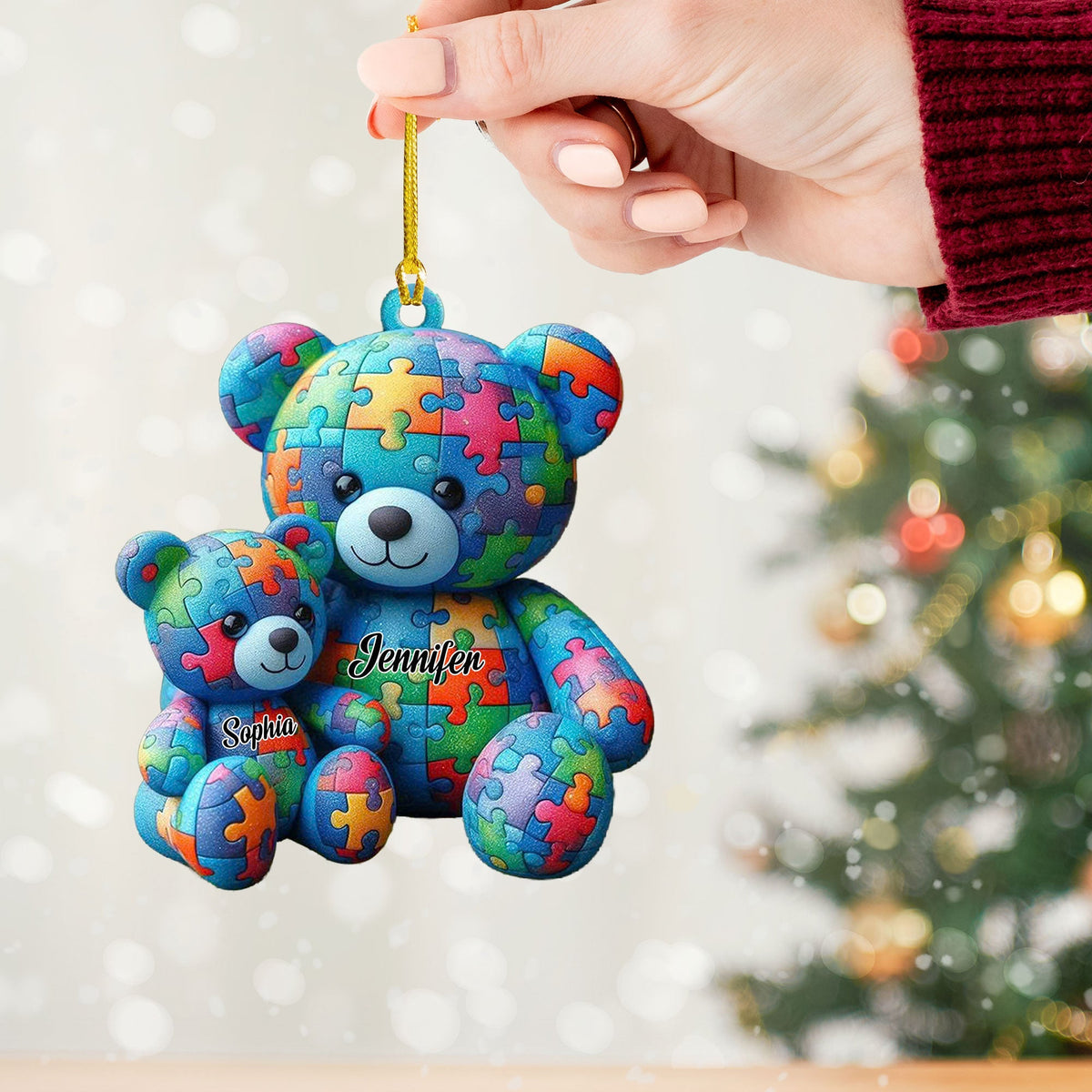 Blisscorners Autisum Bear Ornament, Personalized Ornament2D Flat LM2211