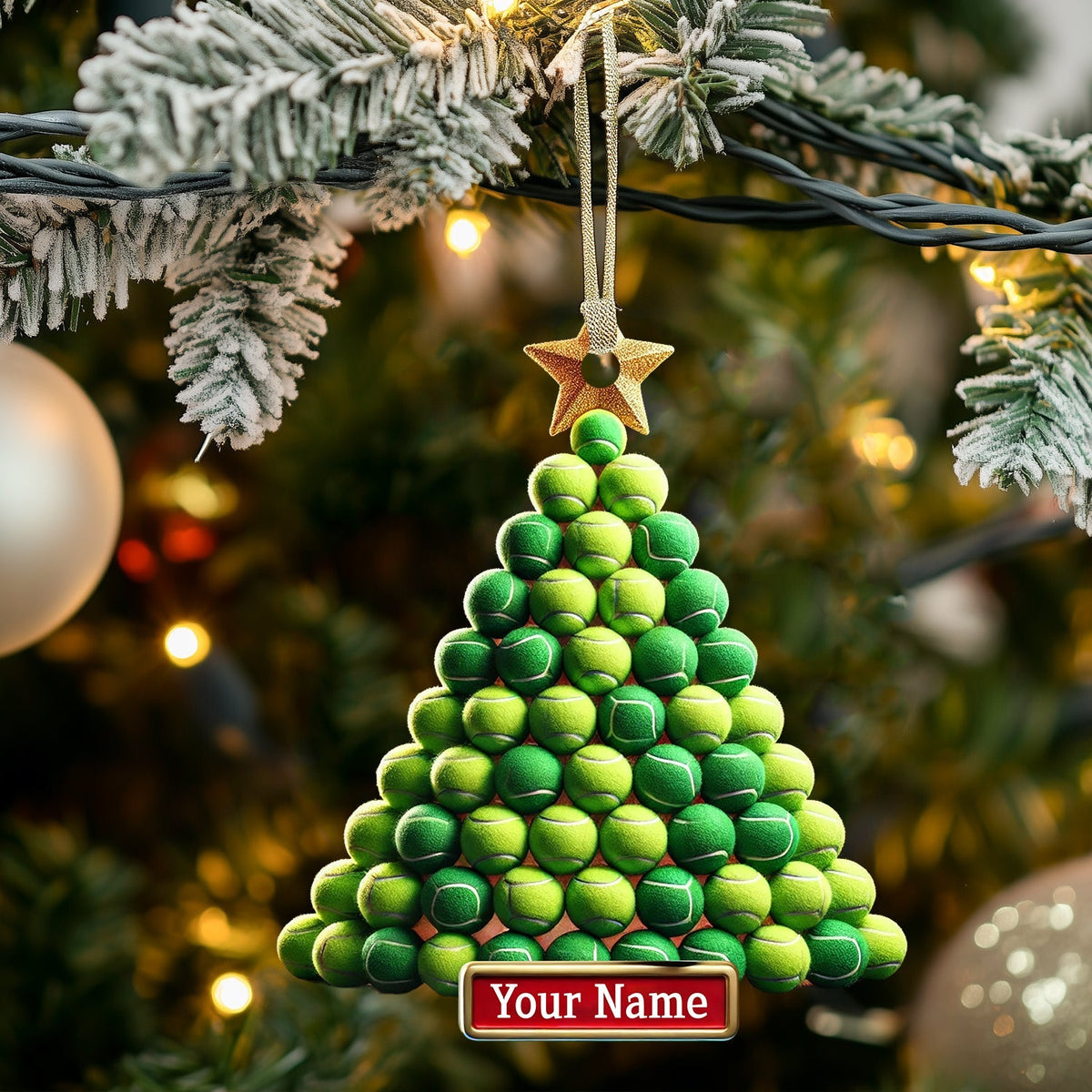 Blisscorners Tennis Ball Tree Christmas Ornament, Personalized Ornament2D Flat LM2211