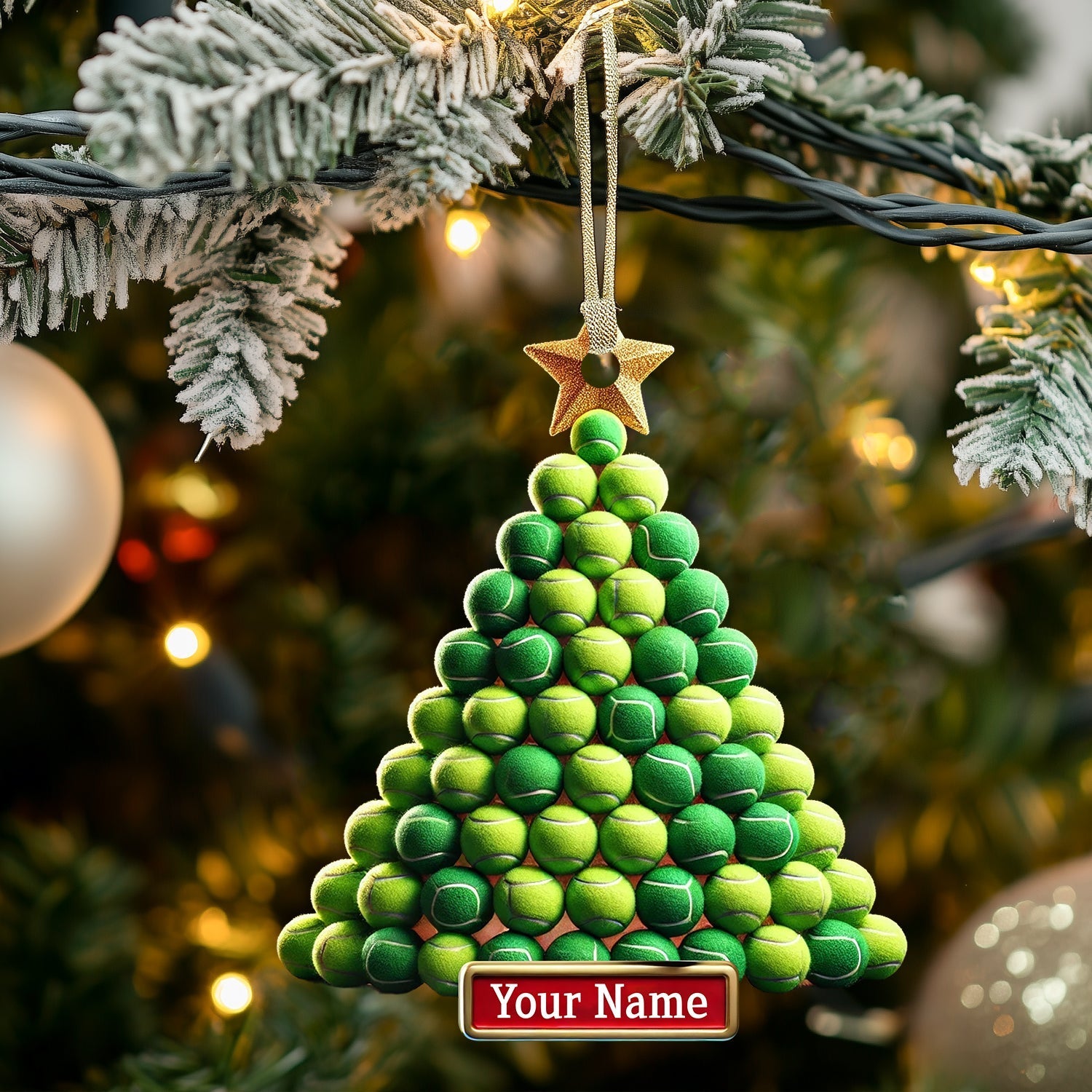 Blisscorners Tennis Ball Tree Christmas Ornament, Personalized Ornament2D Flat LM2211