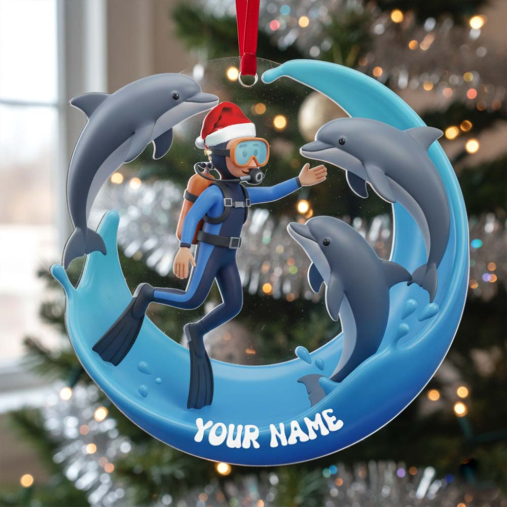 Blisscorners Dolphin Trainer Home Decor, Christmas Ornament, Personalized Ornament2D Flat LM2111