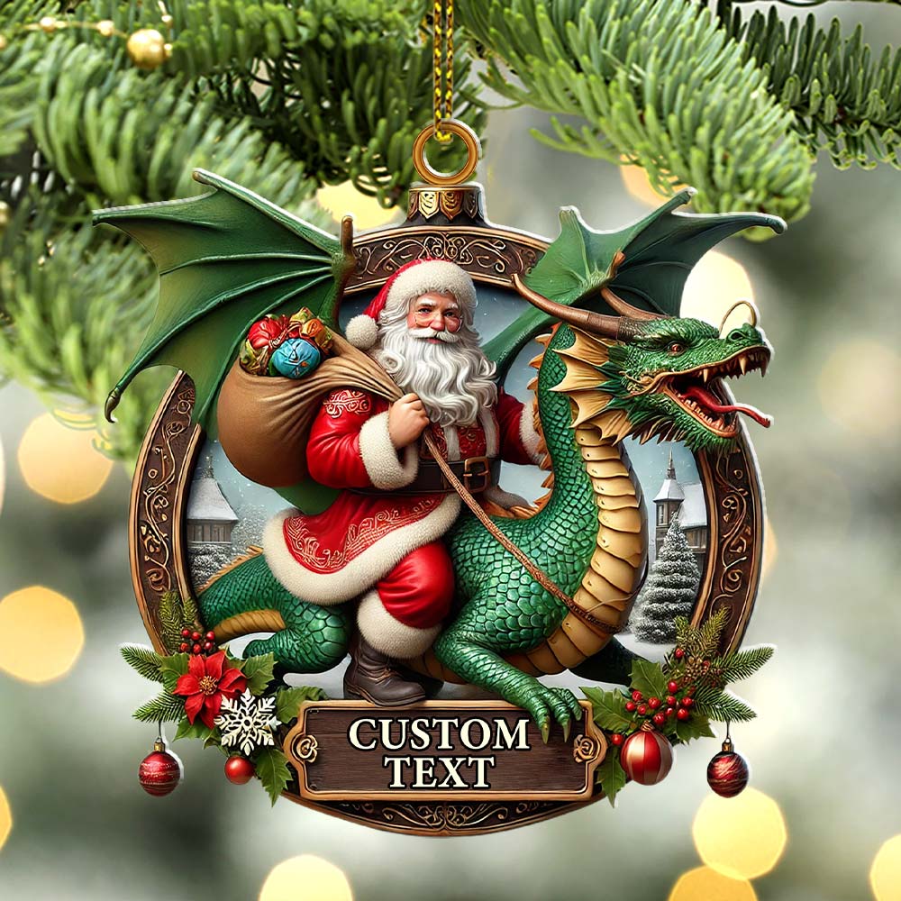 Blisscorners Custom Name Dragon Santa Ornament, Christmas Gift for Dragon Lover2D Flat LM2111