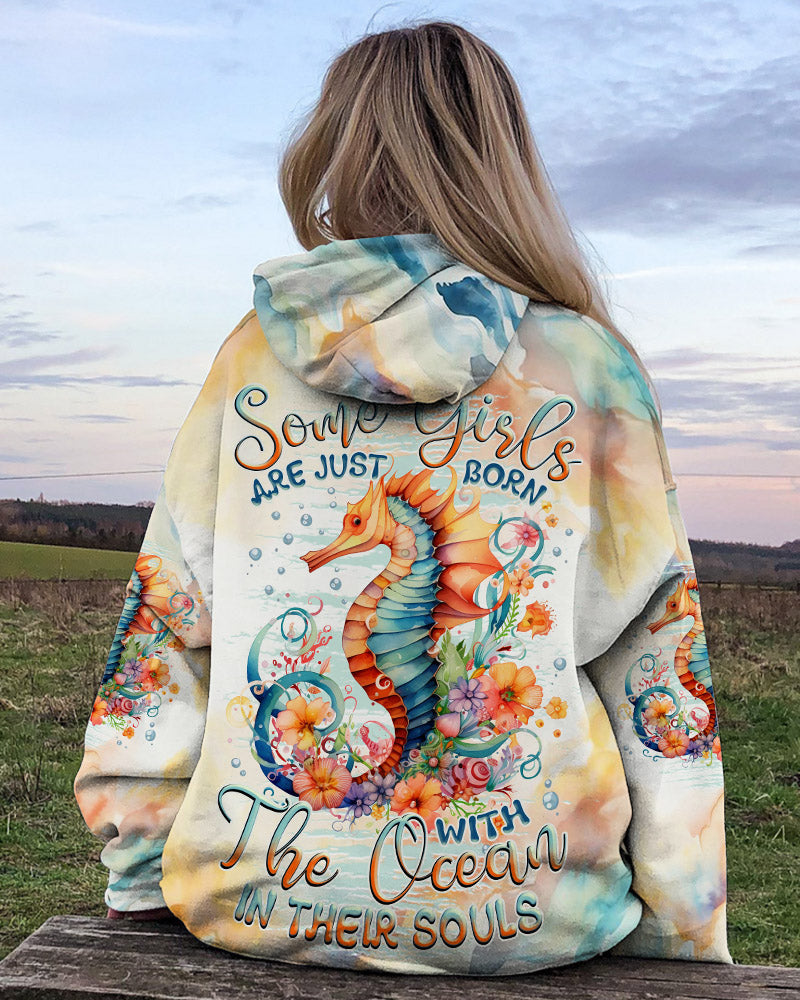 BLISSCORNERS SOME GIRLS ARE JUST BORN SEAHORSE ALL OVER PRINT