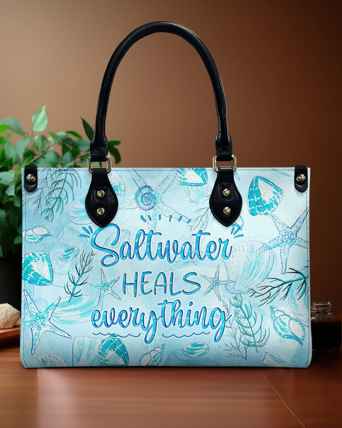BLISSCORNERS SALTWATER HEALS EVERYTHING LEATHER HANDBAG