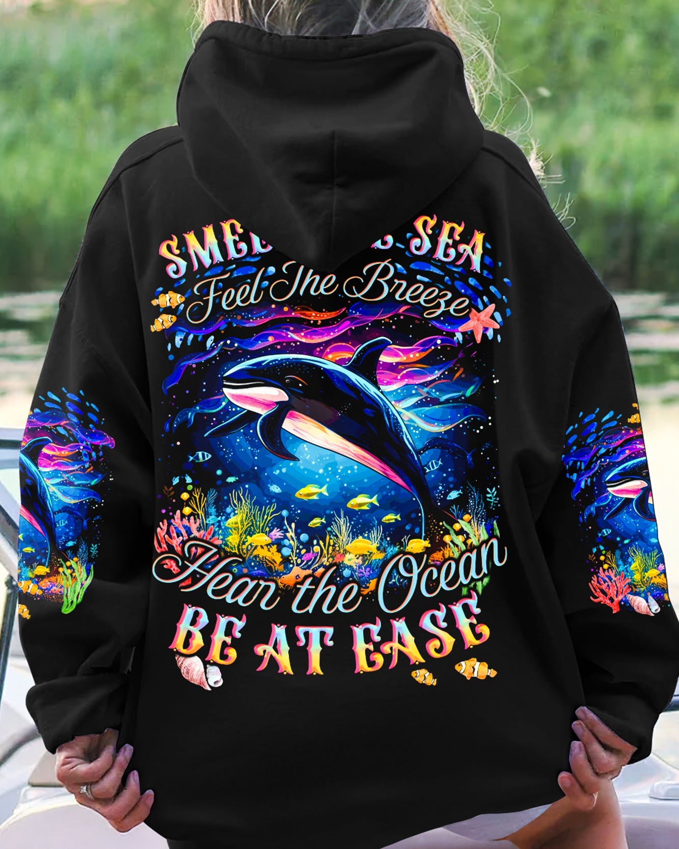 BLISSCORNERS SMELL THE SEA FEEL THE BREEZE ORCA WHALE ALL OVER PRINT