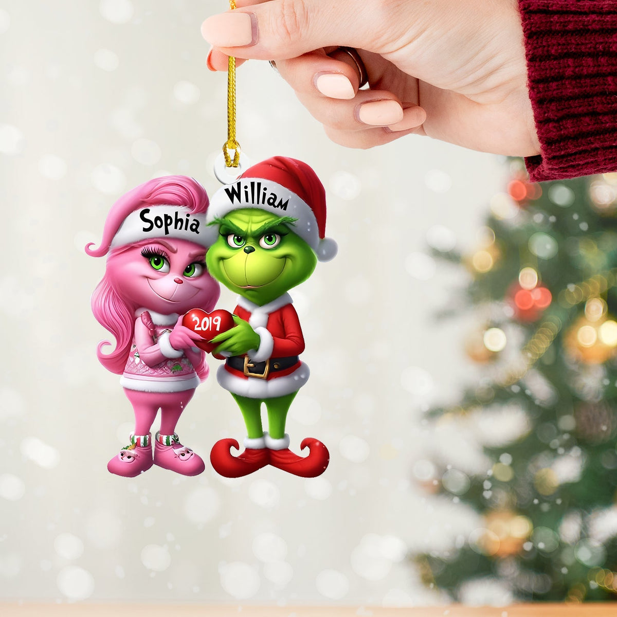 Blisscorners ELF Couple Christmas Ornament, Personalized Ornament2D Flat LM2211