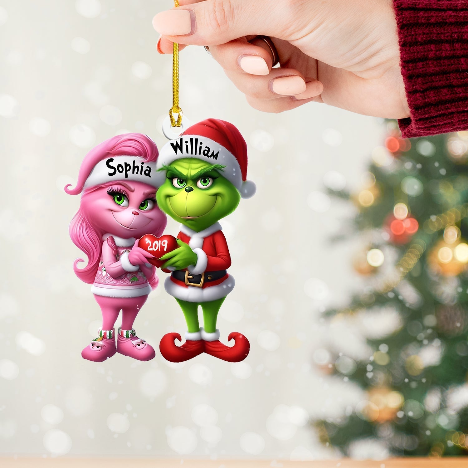 Blisscorners ELF Couple Christmas Ornament, Personalized Ornament2D Flat LM2211