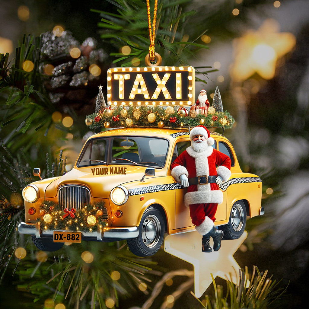 Blisscorners Santa Taxi Christmas Ornament, Personalized Ornament2D Flat LM2211