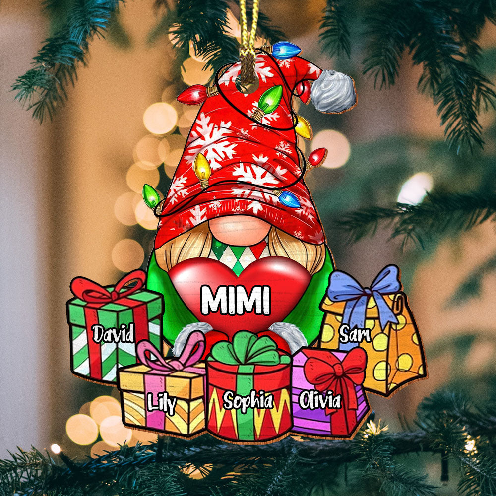Blisscorners Merry Christmas With Kids - Custom Name - Personalized Custom Shaped Wooden Ornament, Christmas Gift2D Flat LM2111