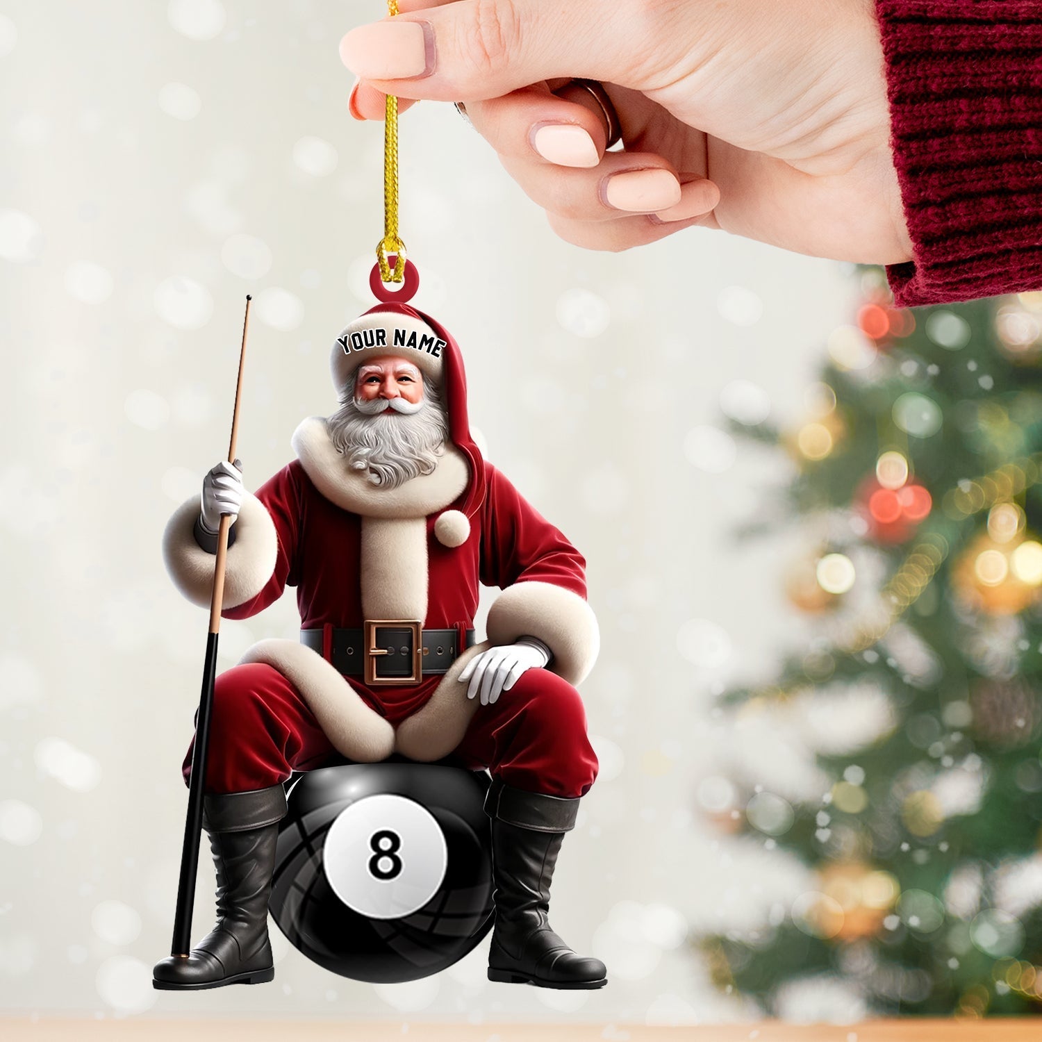 Blisscorners Billiard Santa Christmas Ornament, Personalized Ornament42D Flat LM2211