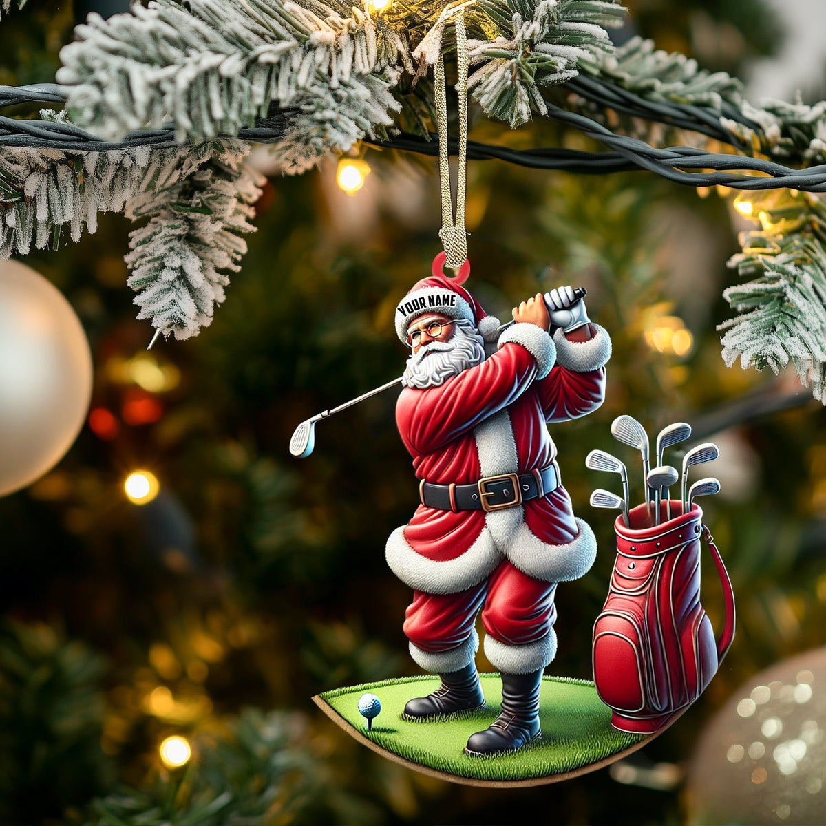 Blisscorners Santa Golf Christmas Ornament, Personalized Ornament2D Flat LM2211