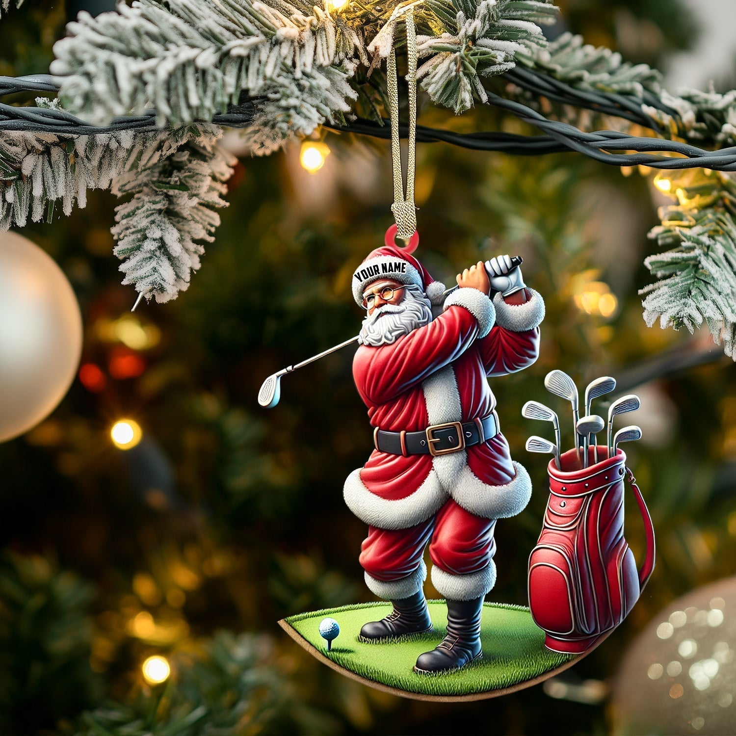 Blisscorners Santa Golf Christmas Ornament, Personalized Ornament2D Flat LM2211